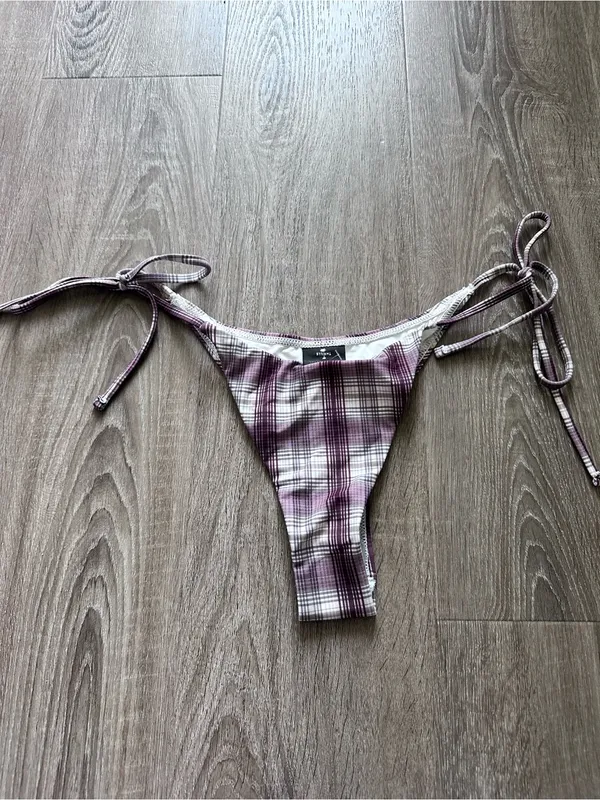 FREE PEOPLE Thrills Good‎ Turn Micro Bikini Bottom Plaid New - Image 5