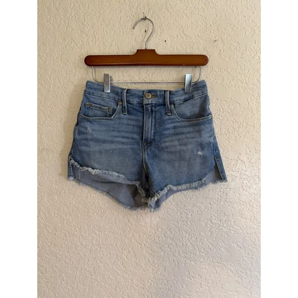 Good American Good Shorts Women 2 Blue‎ Cut Off High Rise Denim Jean Shorts - Image 4