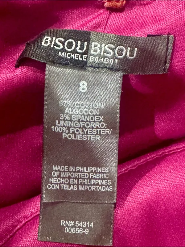 Bisou Bisou Y2K Magenta Gold Abstract Bustier Strapless Mini Dress 8⁠ - Image 3