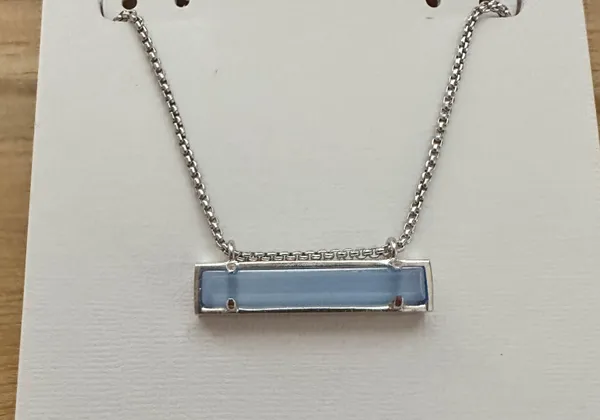 Kendra Scott Leanor Silver Tone Rhodium Plated Periwinkle Necklace NWT - Image 2