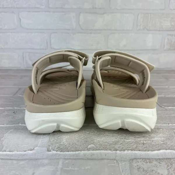 Vionic Renewal Recovery Slides Sandals Womens 9 Men 7.5 Beige 2-Strap Hook Loop - Image 4
