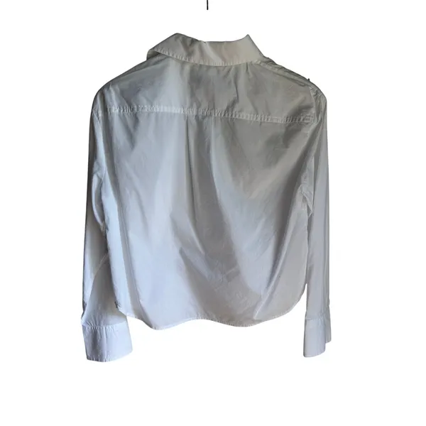 Talbots Petite White Cotton Popover Shirt Rhinestone Embellished Western Country - Image 2