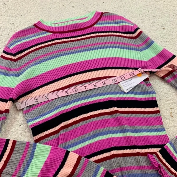 BP Nordstrom pink striped light weight frill sweater - Image 4