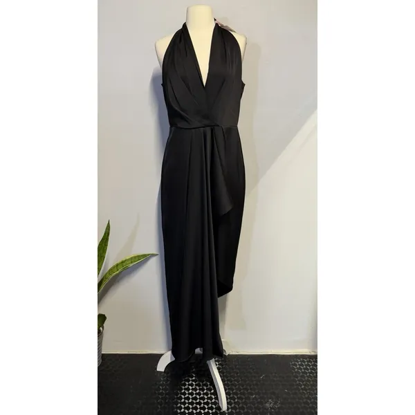 Alex Marie Black Halter High Low Cocktail Dress‎ Women's Size 6 Elegant Formal - Image 2