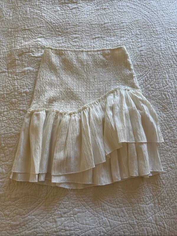 Princess Polly White Asymmetrical Ruffle Tiered Mini Skirt - Image 3