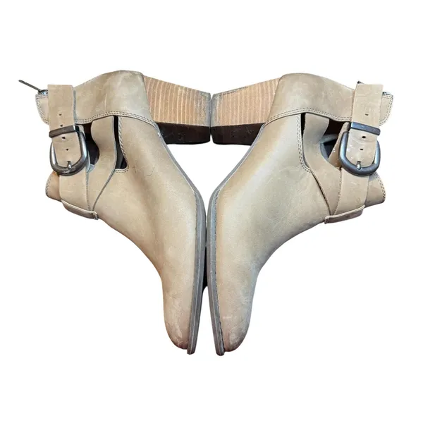 Vionic Booties Womens‎ Size 11 Taupe Suede Leather Block Heel Cut Out Buckle Zip - Image 6