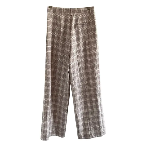 Lioness Mulholland Plaid Wide Leg Pants Beige High Rise Trouser XS - Image 7