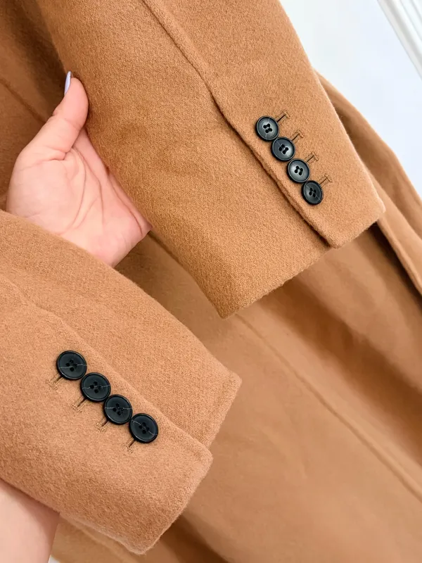 Madewell Double Faced Brushed Long Coat XS NWT Wool Belted Camel Quiet Luxury - Image 9
