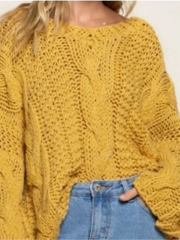 POL mustard cable knit oversized sweater - Image 8