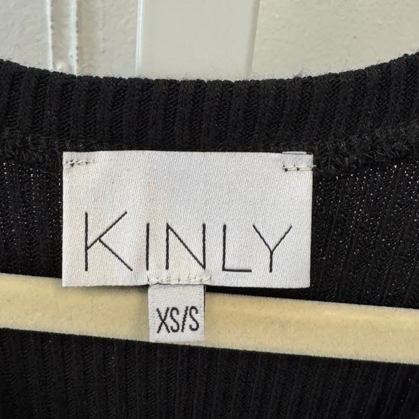 Kinly Black Ribbed Knit Sleeveless Asymmetrical Handkerchief Hem Maxi Dress XS/S - Image 8