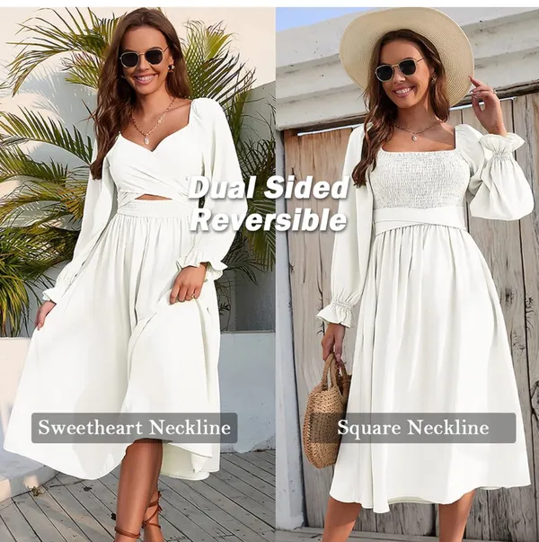 Amazon White Puff Sleeve Dress - Image 3
