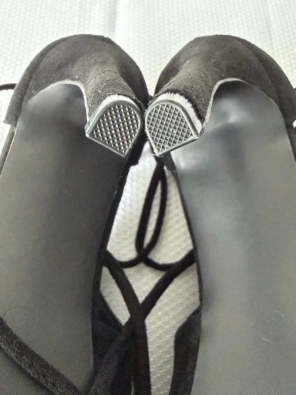 Black Suede Lace-Up Peep Toe Stilettos - Image 6