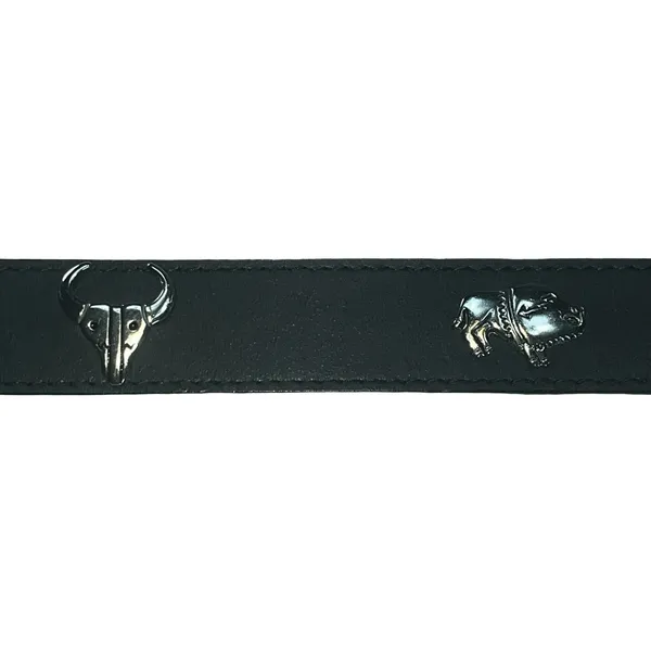 Sunbelt Womens Leather Belt Black Southwestern Silver Concho Emblems Western L - Image 3
