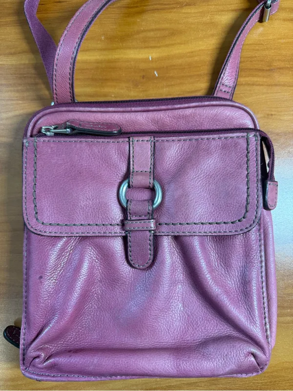 Vintage‎ Y2K Fossil Pebbled Leather Pink Violet Crossbody Purse Bag Adjustable - Image 2