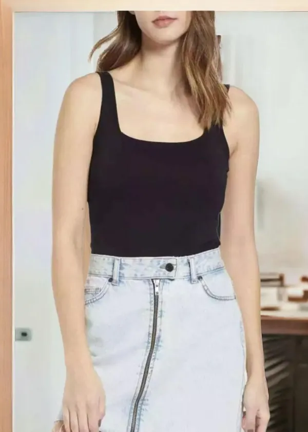 Nordstrom BP Women’s XXS Square Neck Solid Black Bodysuit • Thong Style Tank NWT - Image 3