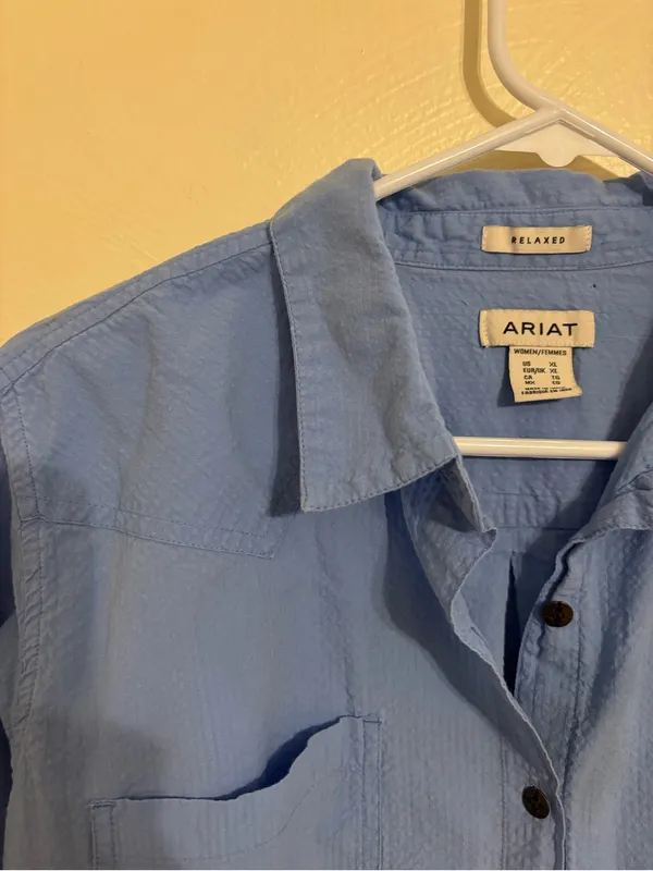 Ariat XL Blue Relaxed Button Front Performance Shirt Western Outdoor - Image 5