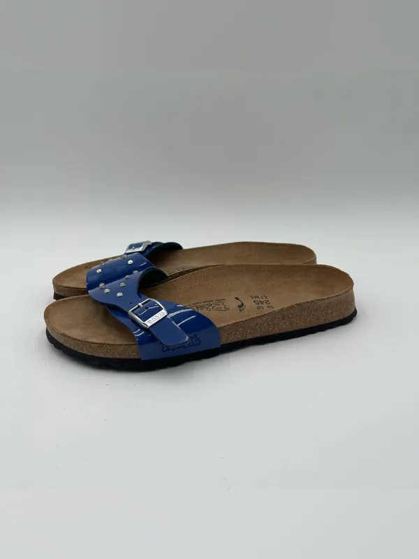 Birkenstock Birki's Rhinestones Patent Blue Sz 38 Women’s 7 Sandals Summer - Image 2
