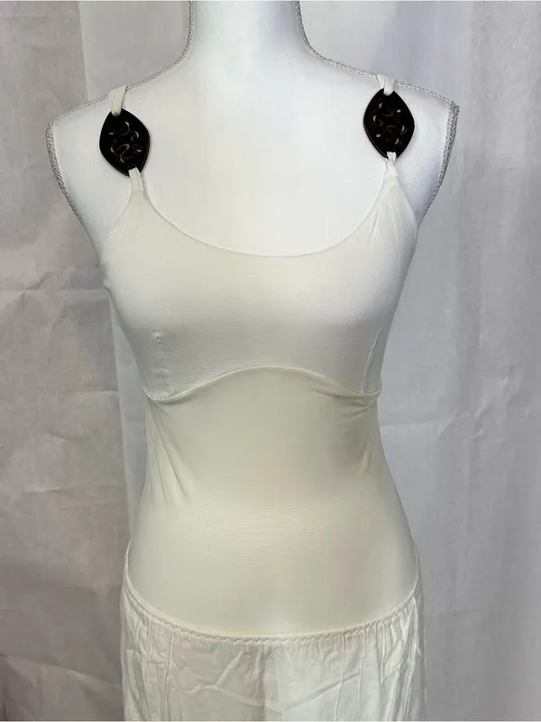 White Maxi Dress with Decorative Dark Knot Straps - Image 2