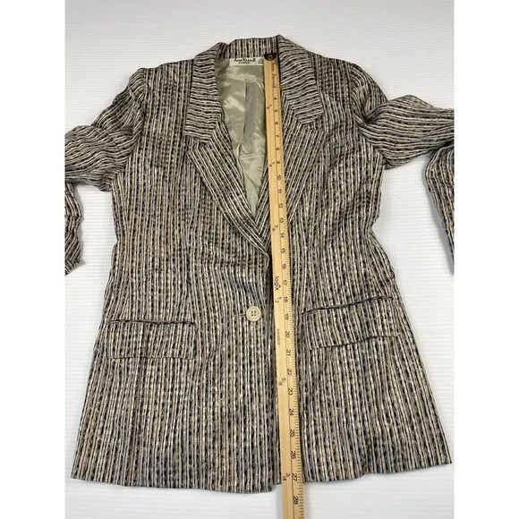 Anne Klein Petites Striped Textured Blazer Professional‎ Office Wear Size 8 - Image 4