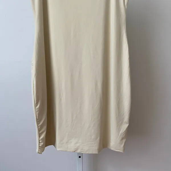 MESHKI XL Beige Mini Dress Spaghetti Strap Bodycon DR00898‎ Minimalist Sexy - Image 3