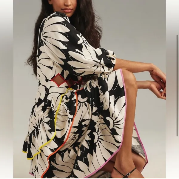 FARM Rio x Anthropologie Cutout Tiered Linen Maxi Dress XS‎ - Image 3