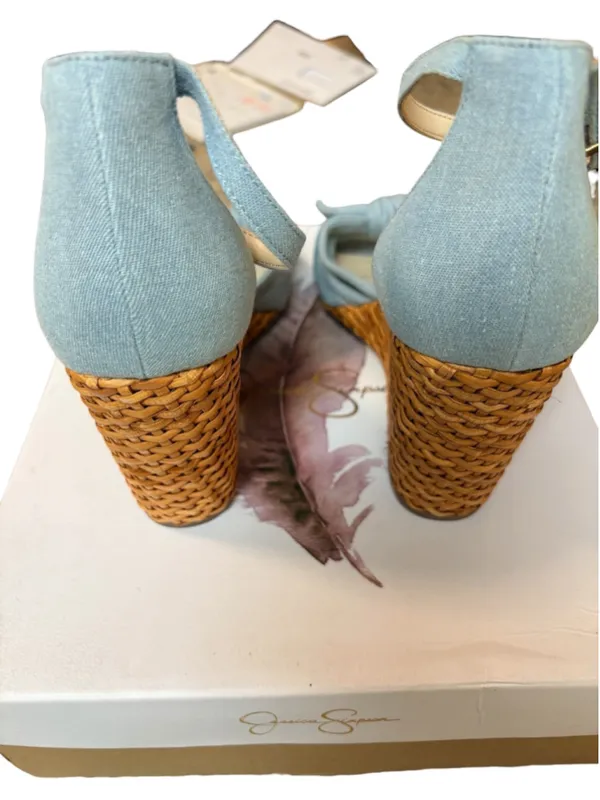 Jessica Simpson Delirah Bow Ankle-Strap Wedge Sandals Denim Size 9.5 - Image 3
