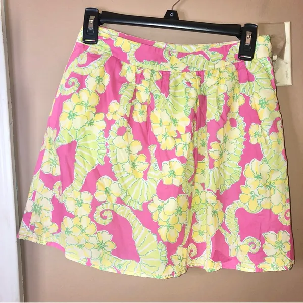 Lilly Pulitzer Whitley Mini Pocket Skirt‎ Floral Seahorse Daiquiri Pink Size 0 - Image 2