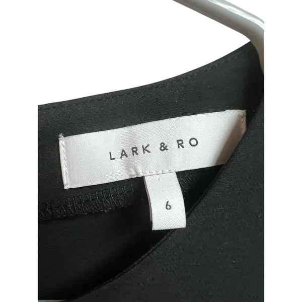 Lark & Ro Women's Puff Sleeve Split Neck Belted Crop Length Jumpsuit Black 6 - Image 4