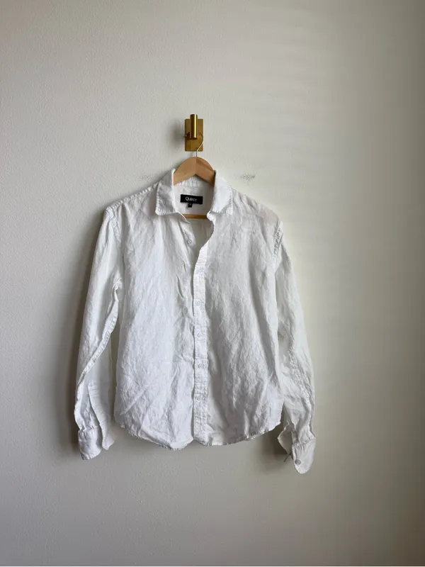 Quince White 100% Linen Oversized Button Down Shirt Womens Small - Image 3