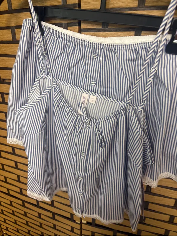 Joyspun blue and white stripe cami and shorts pajama set size large - Image 4
