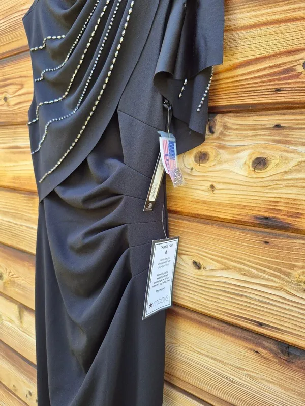 NWT Betsy & Adam Black Long Scuba Crepe Studded Dress Gown Size 8 - Image 10