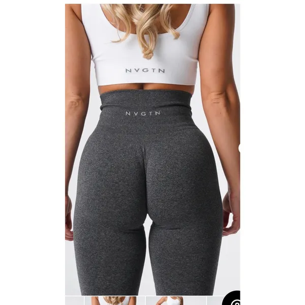NVGTN Grey Seamless High Waist Contour Leggings Size S Gym Workout Yoga Pants - Image 2