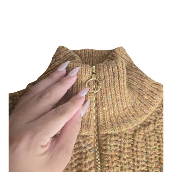 Sezane Nico Half Zip Pullover Wool Sweater Size: XS Brown - Image 6