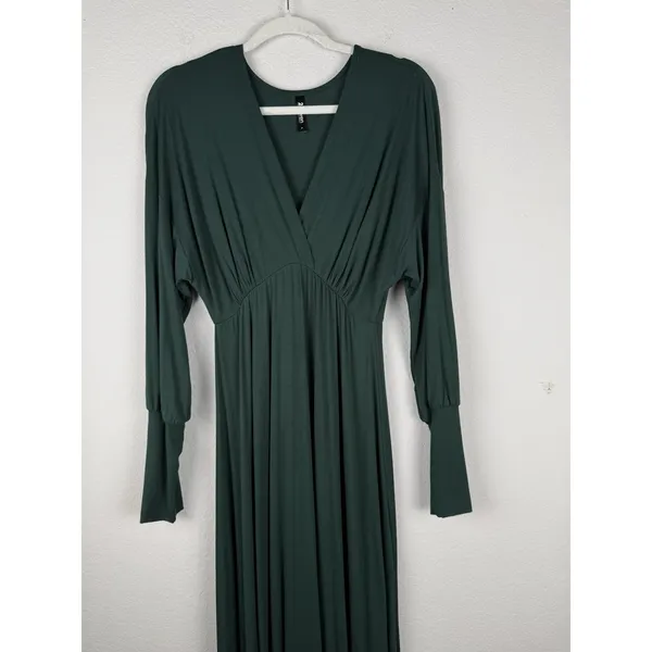 24seven Comfort Apparel Bishop Sleeves‎ Maxi Dress Women's Large Green Stretch - Image 6