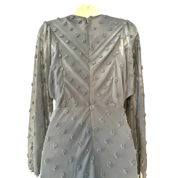 Anthropologie Eri + Ali Michaela Textured Swiss Dot Midi Navy Dress 2 - Image 9