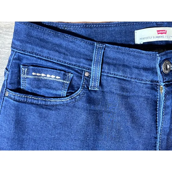 Levi's 512 Bootcut Jeans Perfectly Slimming Dark Wash Denim Size 14 Stretch‎ - Image 10