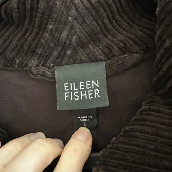 Eileen Fisher Corduroy Jacket Asymmetrical Zipper Brown Womens S - Image 3