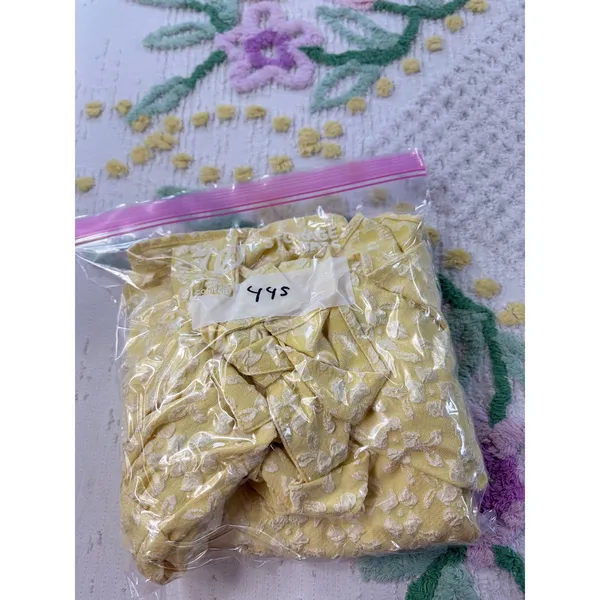 SHEIN Yellow‎ Textured Floral Tie Shoulder Ruffle Hem Mini Dress Size 6 M - Image 10