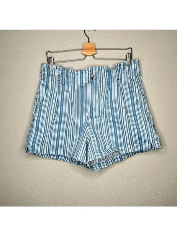 American Eagle Outfitters Womens Mom Shorts Size 14 Blue/White Striped nautical - Image 2