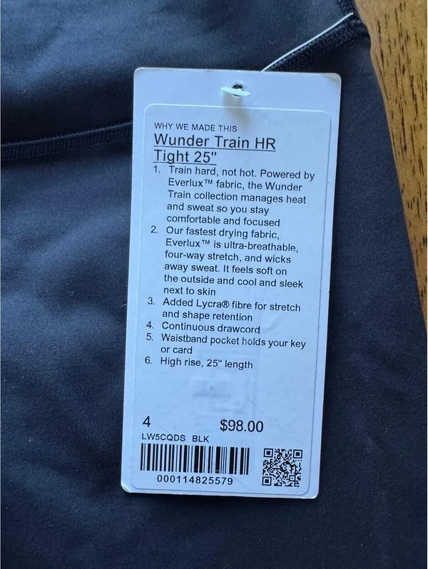 Lululemon Wunder Train High Rise 25” Black Size 4 NWT - Image 4