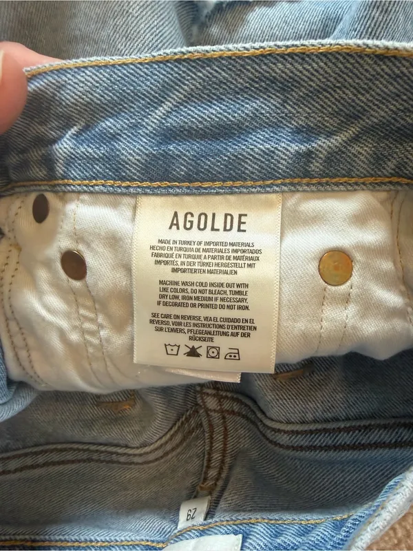 AGOLDE Parker‎ Denim Shorts Size 29 High Rise Distressed Raw Hem Button Fly - Image 9