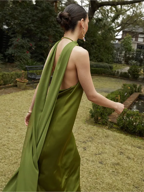 NWT Few Moda Alessia Dress size Large L Clover Green maxi halter o.p.t - Image 5