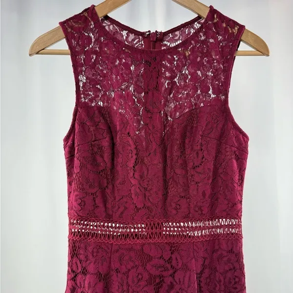 Lulus Music of‎ the Heart Lace Maxi Dress in Burgundy Size Small - Image 9
