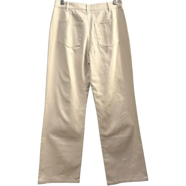 WHITE FOX Power Play Wide Leg Mid Rise Pants‎ Tan / Oatmeal Medium - Image 3