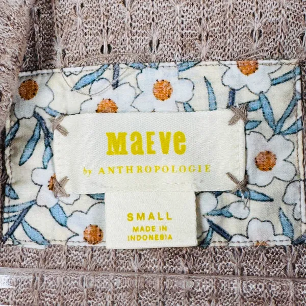 Maeve Anthropologie Cowl Neck Ruffle Hem Pullover Sweater Top‎ Small Waffle Knit - Image 3