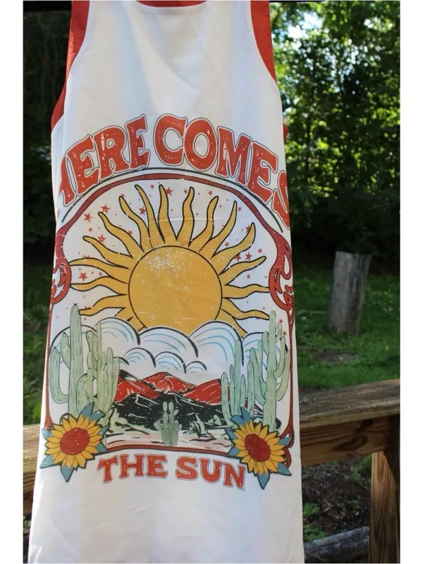 Nice To Meet You “Here Comes The Sun” Graphic Mini Dress | Size L - Image 5