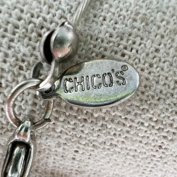 Chico's Silver Tone Wire Rhinestone Bib Necklace - Image 7