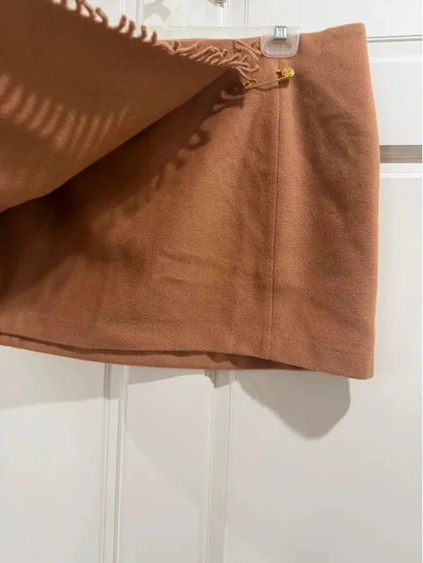 PINK Victoria's Secret Camel Brown Wrap Mini Skirt with Fringe Size xxl - Image 2