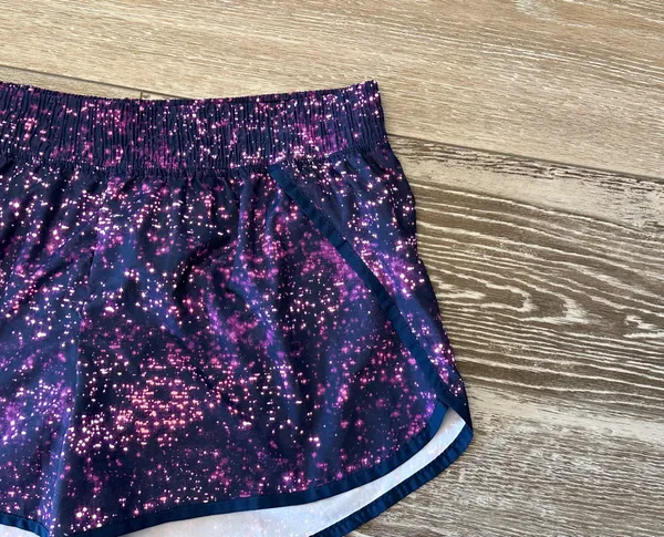 Champion Woman’s Sz L Athletic Shorts Navy Blue w Space Dye Galaxy Print - Image 4