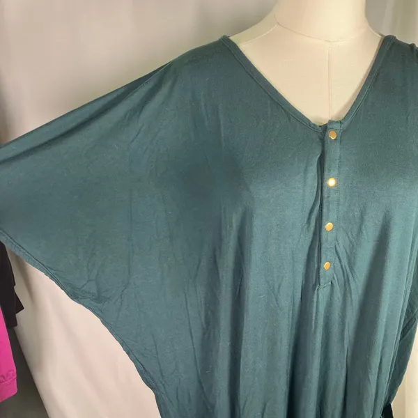 Dwell & Slumber Caftan Dress M/L Green Modal Maxi Lounge‎ Gown Pockets Sleep - Image 5
